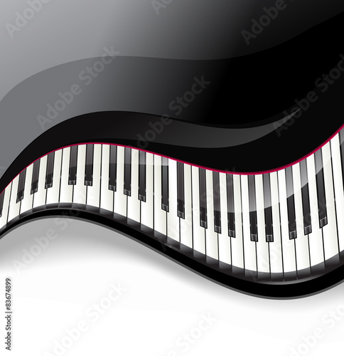 grand piano keys wavy on white background