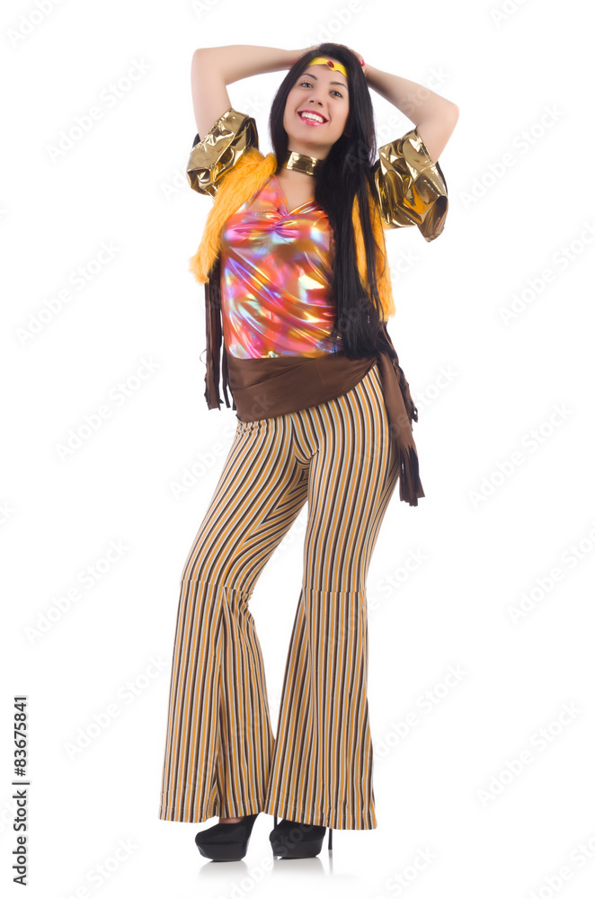 Girl in colourful latino dress isolated on white Girl in colourful latino dress isolated on white
