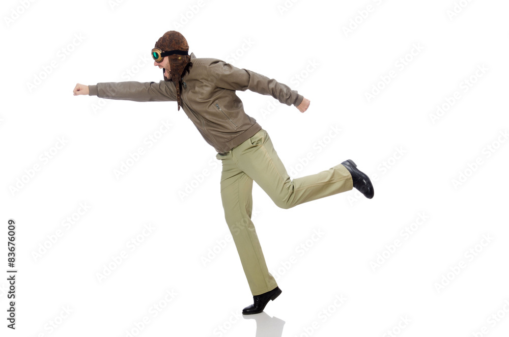 Funny pilot isolated on the white Funny pilot isolated on the white
