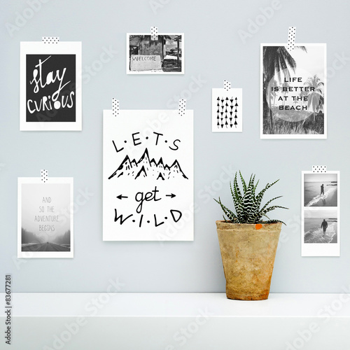  Summer, vocation, adventure, journey mood board. Hipster design