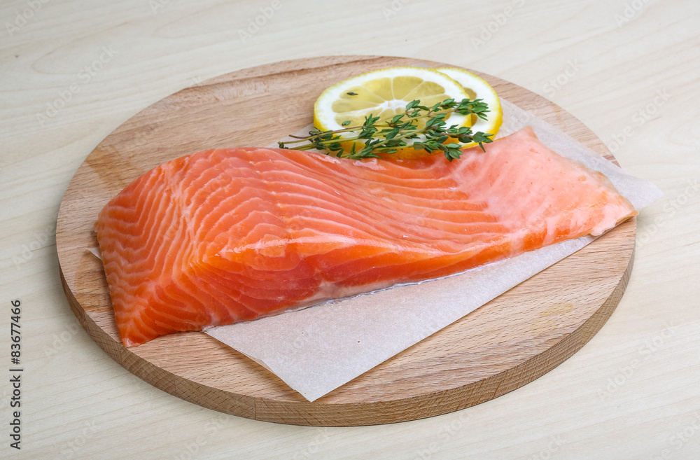 Salted Salmon on the wood background Salted Salmon on the wood background