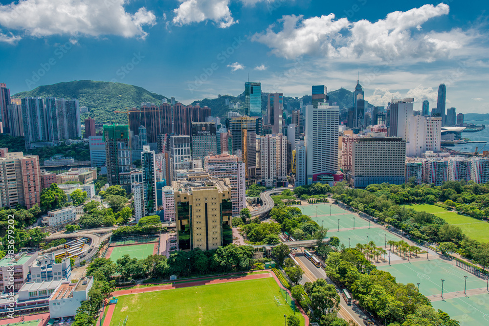Fototapeta premium View of Hong Kong during sunny day