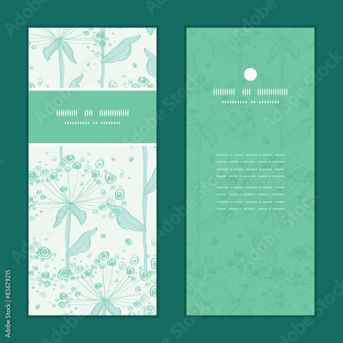 Vector summer line art dandelions vertical frame pattern