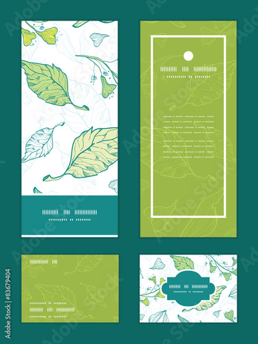 Vector lineart spring leaves vertical frame pattern invitation