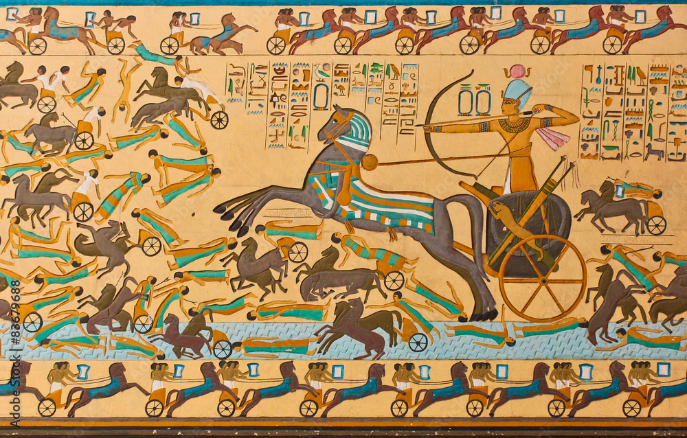 Naklejka premium Pharaonic Art/Ancient Egyptians hieroglyphic carving & paintings