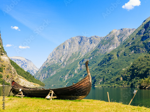 Tourism and travel. Mountains and fjord in Norway. photo