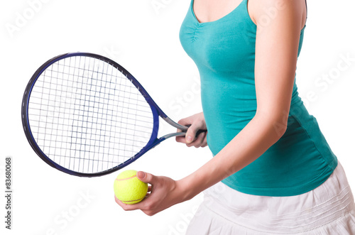 Woman tennis player isolated on white © Elnur