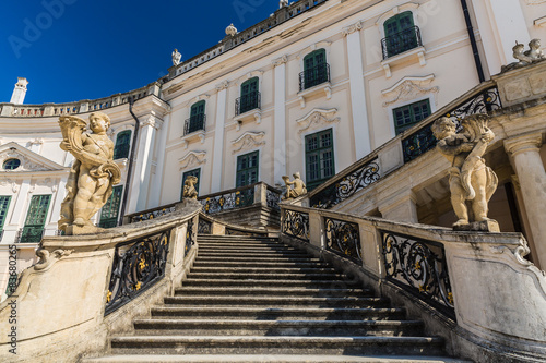 Esterhazy Palace in Fertod Hungary stairs to palace .