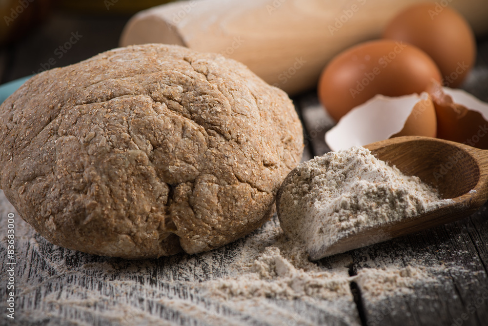 Wholegrain dough for homemade bread Wholegrain dough for homemade bread