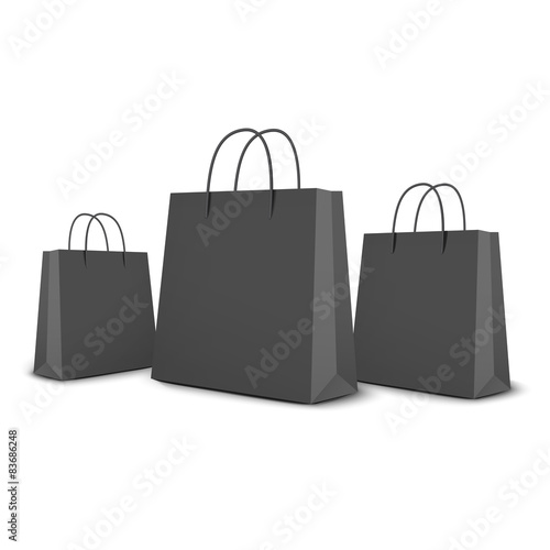 black shopping bags set