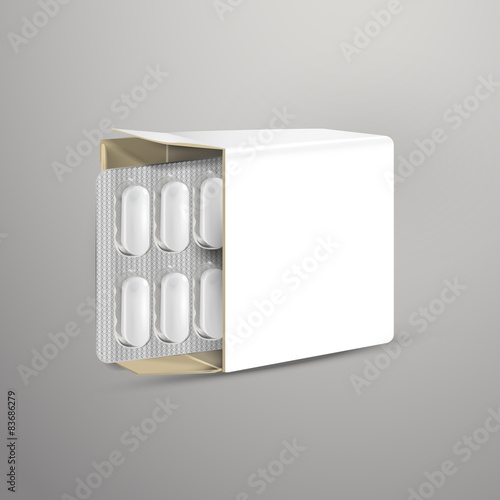 pills with white package paper box
