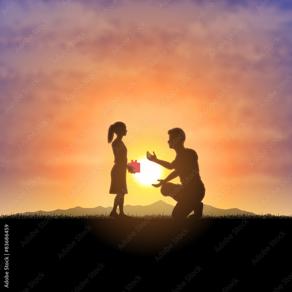Father and child silhouette