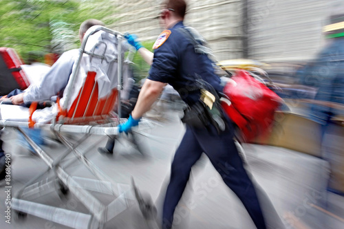 fire trucks and firefighters brigade in the city