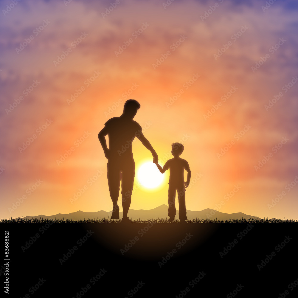 Father and child silhouette Father and child silhouette