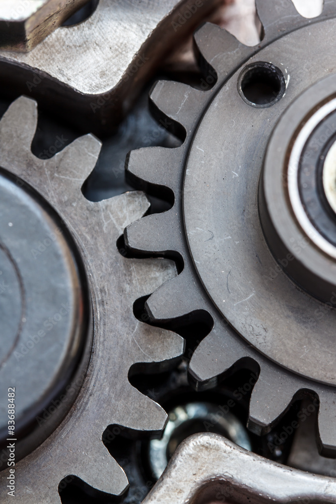 Sprocket metal gears closeup