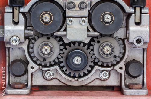 Sprocket metal gears closeup