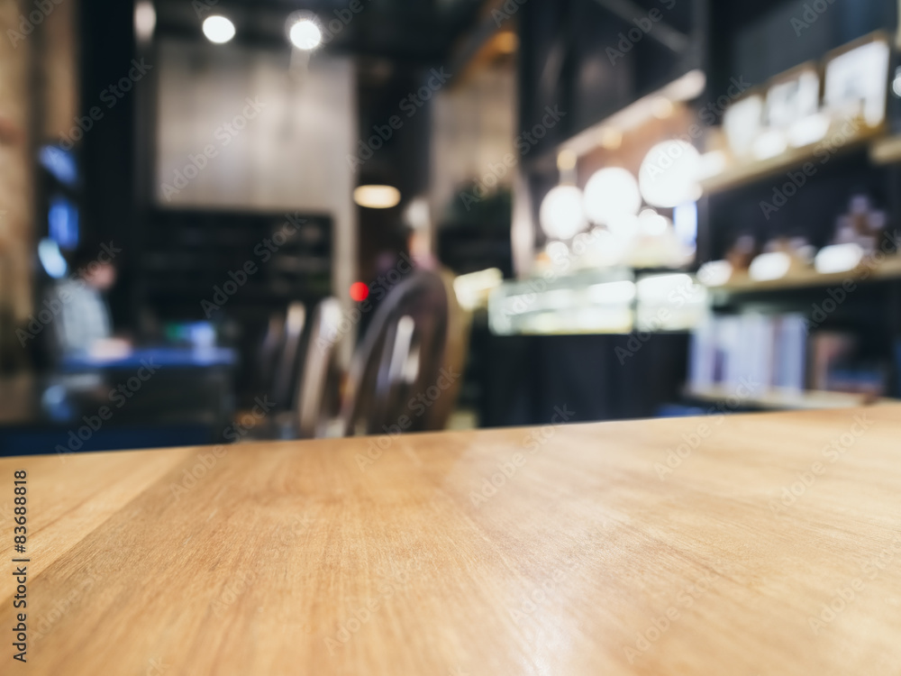 Table top counter Bar blurred restaurant with people Table top counter Bar blurred restaurant with people