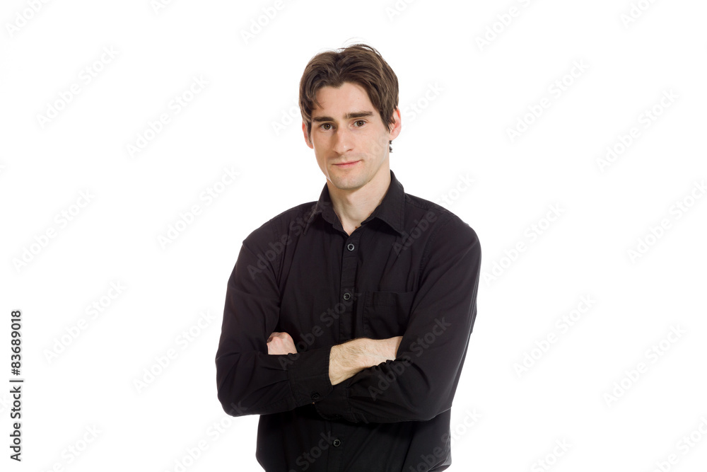 Model successful with arms crossed confident Model successful with arms crossed confident