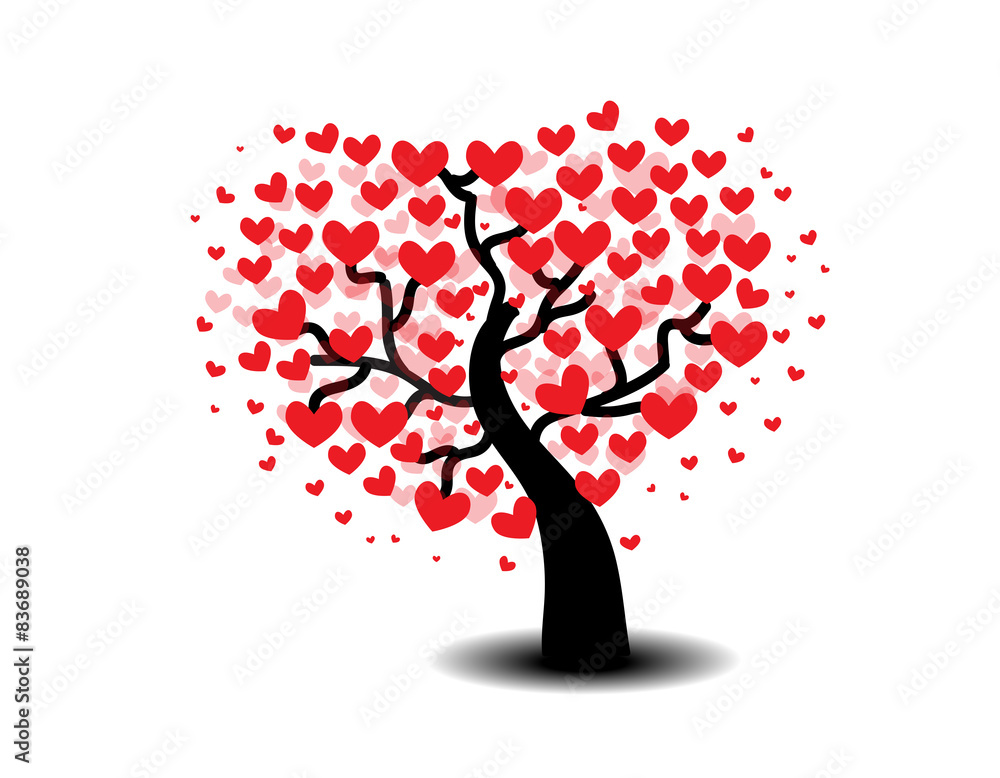 Tree of love on a white background