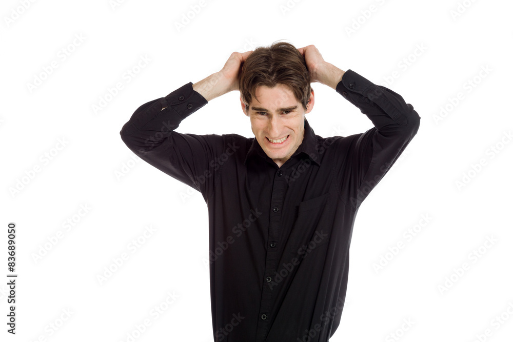 Stressed model pulling hairs