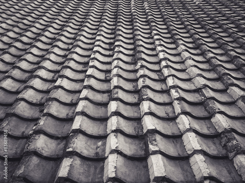 Vintage Old roof tiles pattern in perspective