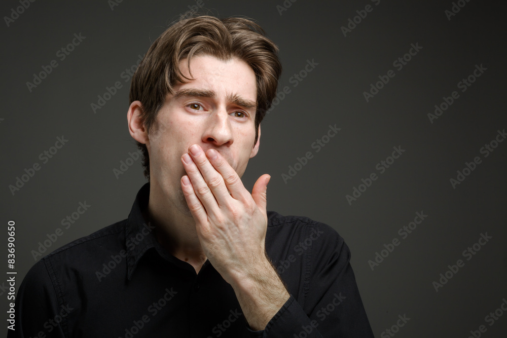 Model tired yawning Model tired yawning