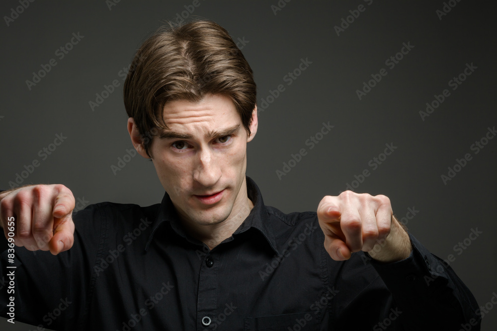 Model pointing to camera Model pointing to camera