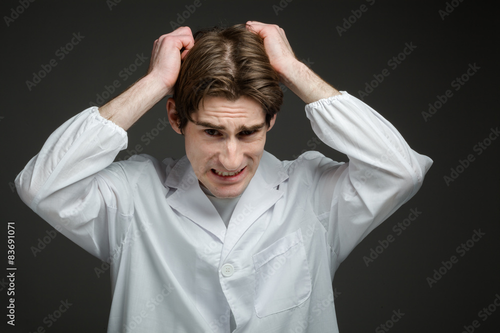 Stressed model pulling hairs Stressed model pulling hairs