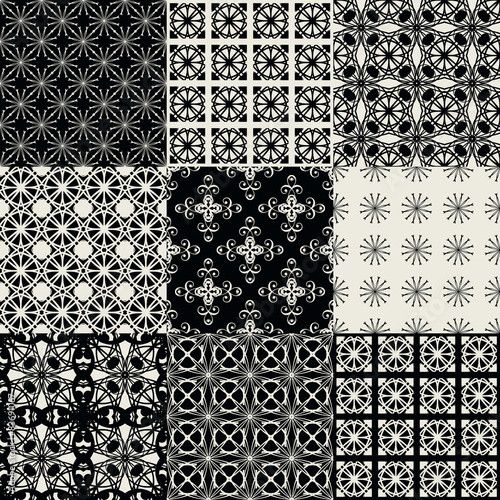 Collection of graphical vector seamless patterns. 