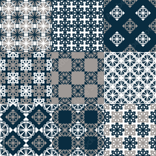Collection of graphical vector seamless patterns. 