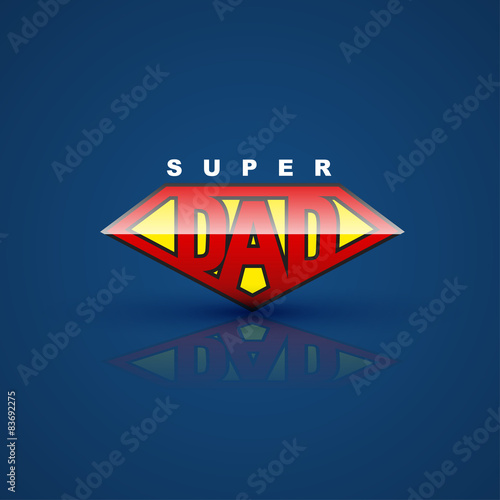Super dad shield on blue back ground. for farther' day card.