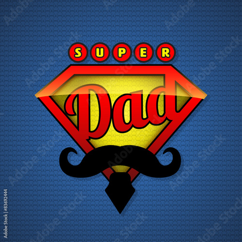 Super dad shield in pop art style.