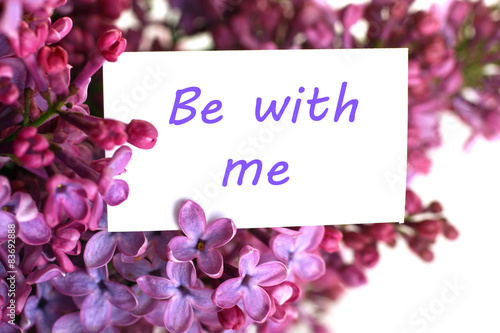 Be with me note and lilac isolated