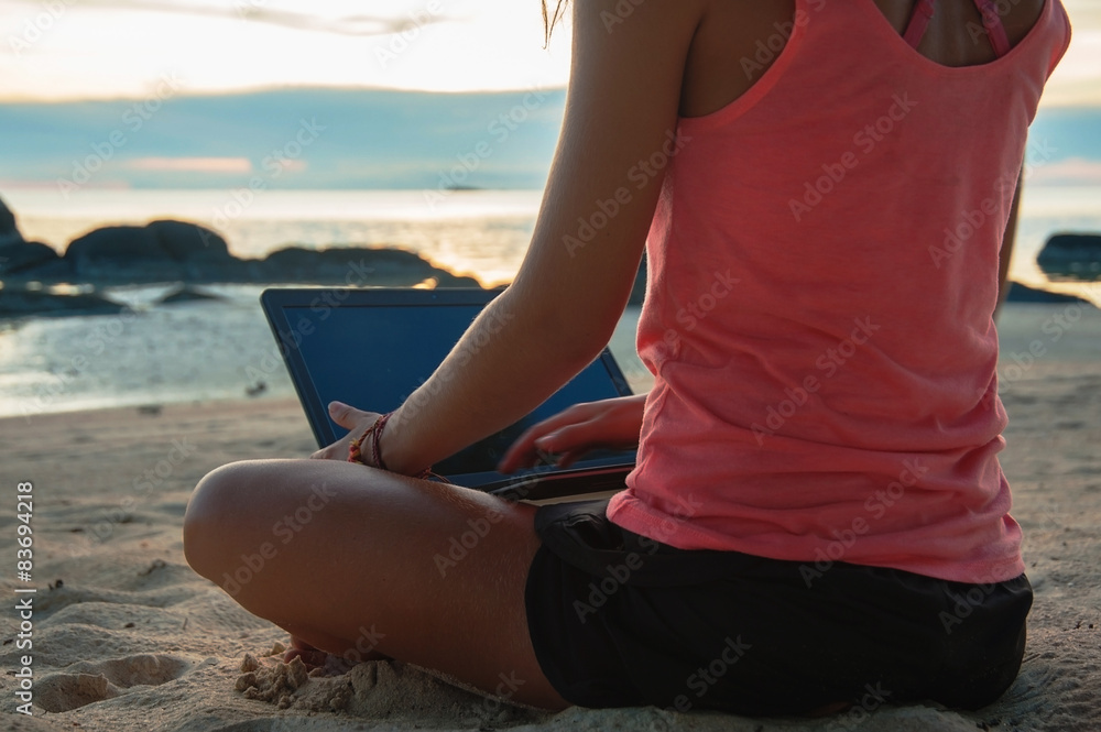 laptop beach
