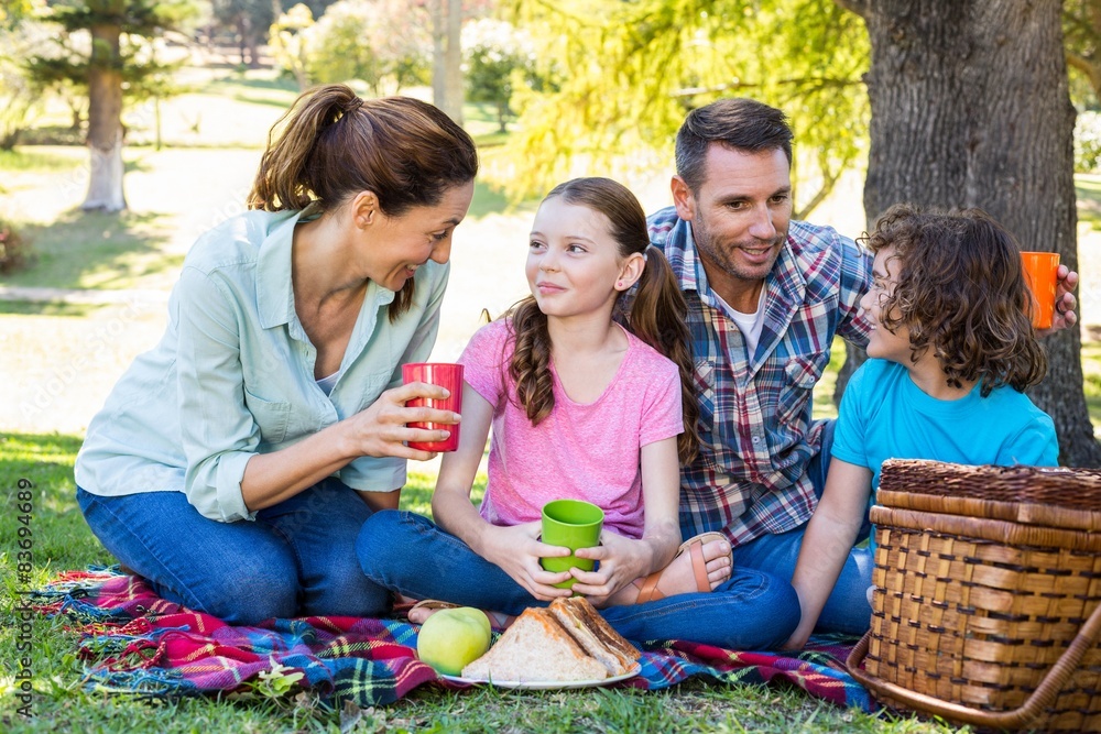Happy family on a picnic in the park Happy family on a picnic in the park