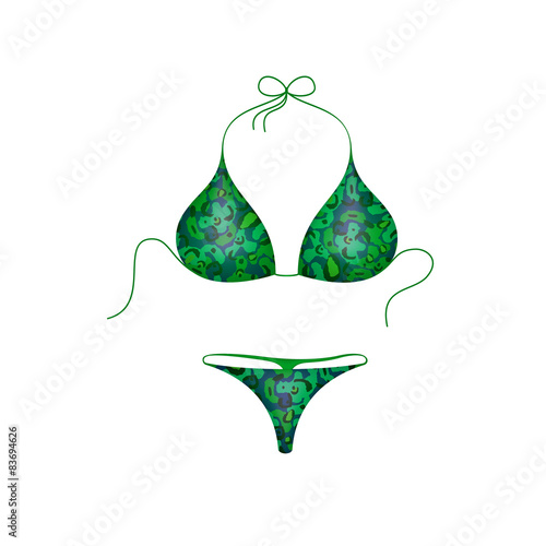 Bikini suit in green and blue military design