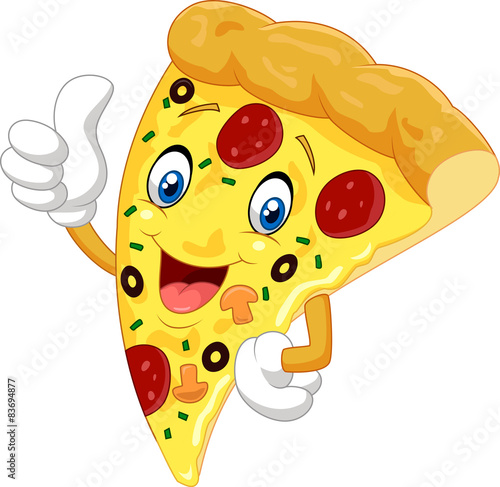 Cartoon pizza giving thumb up