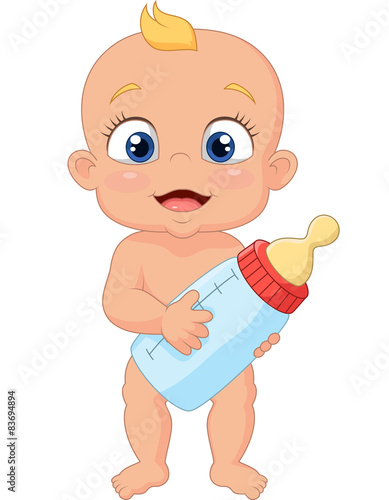 Cartoon baby holding bottle 