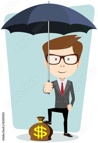 Businessman with a bag of currency, vector illustration