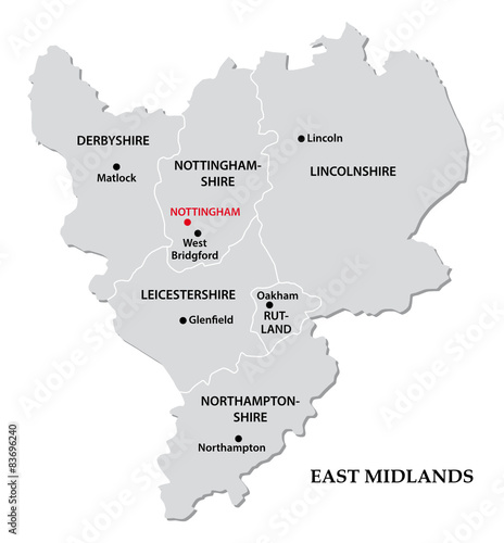 east midlands administrative map