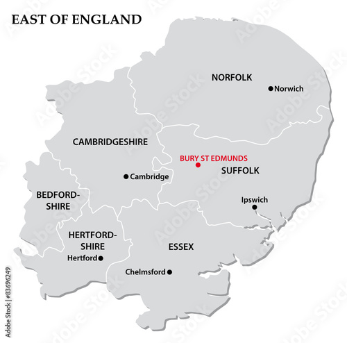 east of england administrative map