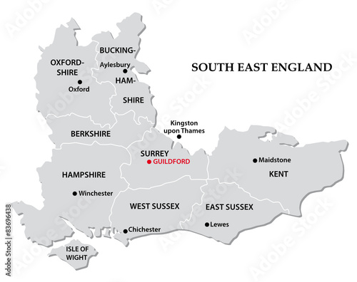 south east england administrative map photo