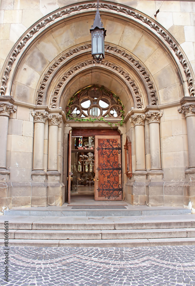 Entrance to Cathedral of Saints Olga and Elizabeth, Lviv