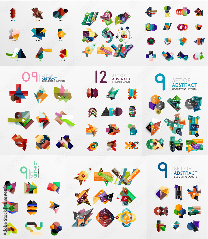 Set of abstract paper elements, infographics templates