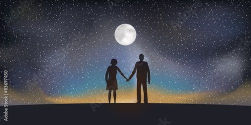 Paysage Couple Lune