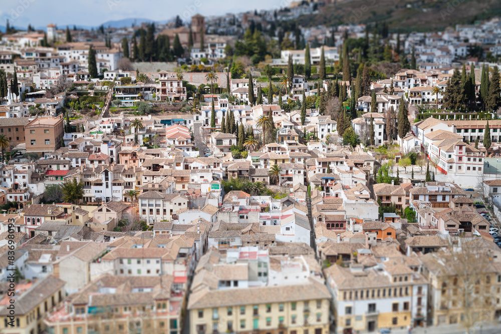 View of a residential area in the city of Granada, Spain