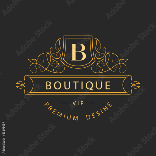 Monogram design elements, graceful template. 
