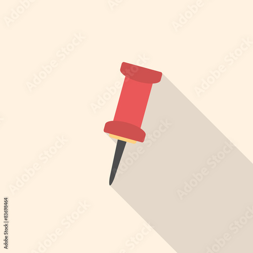 Red pin on background. Flat design...