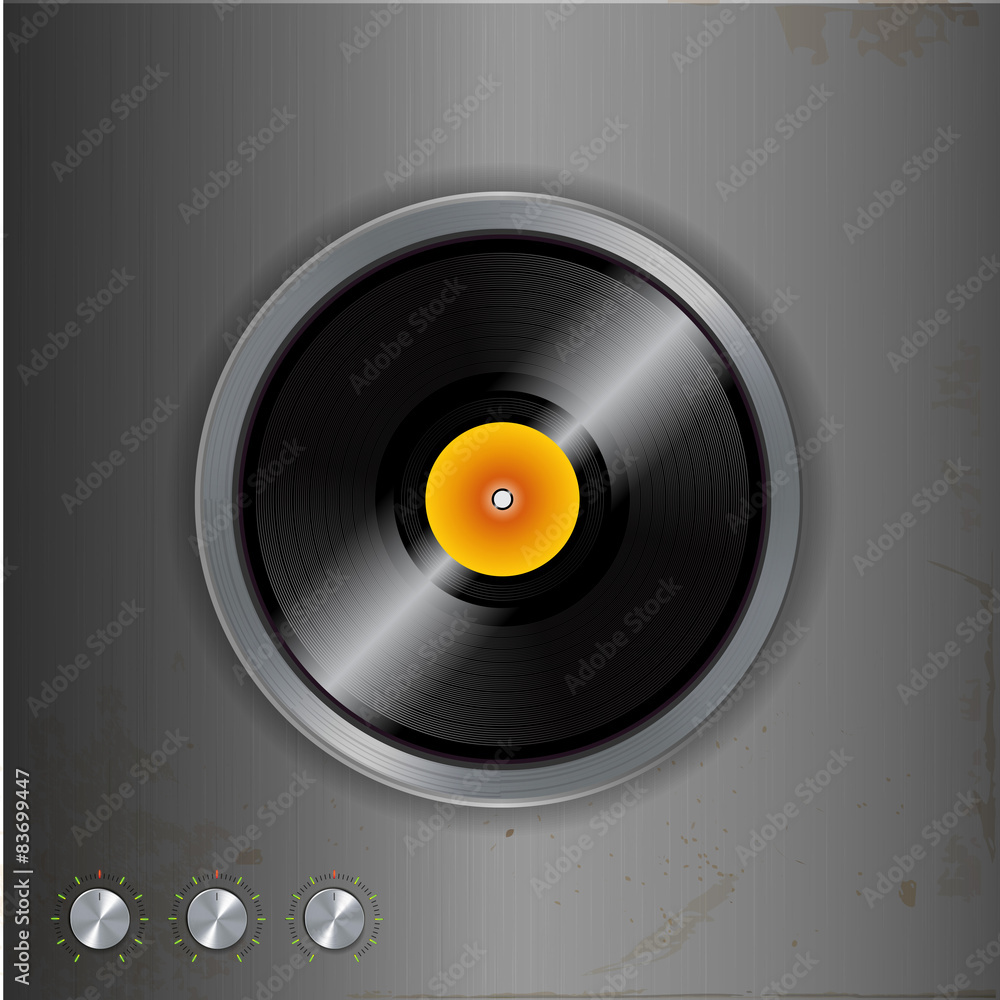 vinyl and dials on metallic background vinyl and dials on metallic background