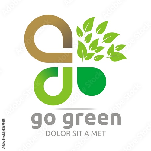 Go Green plants vector logo leaf